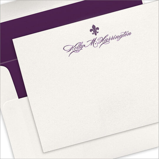 Fleur De Lis Flat Note Cards - Letterpress